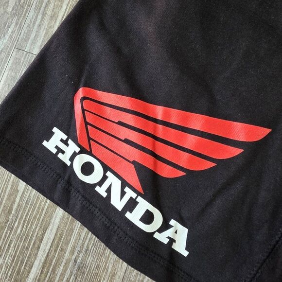 Honda Fleece Shorts Racing Motorcycle JT Team Black Red Wing Logos Men's Large L - Picture 4 of 8